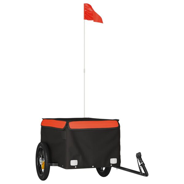 vidaXL Fahrradanhänger Schwarz und Orange 30 kg Eisen