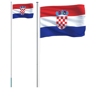 vidaXL Flagge Kroatiens mit Mast 6,08 m Aluminium