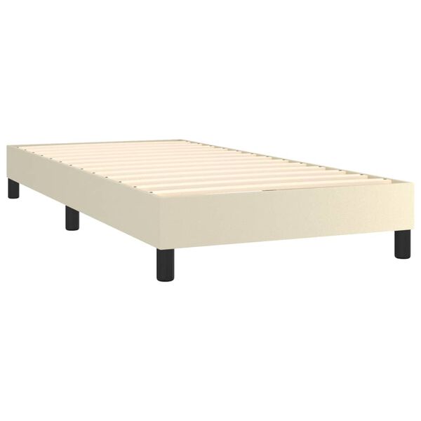 vidaXL Boxspringbett mit Matratze Creme 100x200 cm Kunstleder