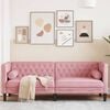 vidaXL Chesterfield-Sofa mit Nackenrollen 3-Sitzer Rosa Samt