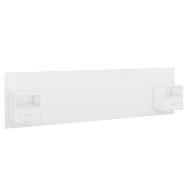 vidaXL Kopfteil mit Nachttischen Weiß Holzwerkstoff