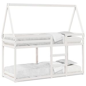 vidaXL Etagenbett mit Dach Wei&szlig; 80x200 cm Massivholz Kiefer