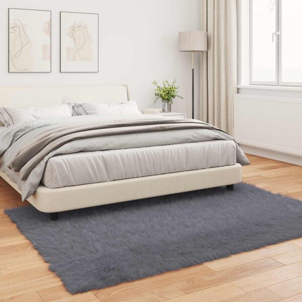 vidaXL Kunstschaffell Teppich Tafalla Anthrazit 160 x 230 cm Polyester