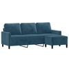 vidaXL 3-Sitzer-Sofa mit Hocker Blau 180 cm Samt