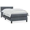 vidaXL Boxspringbett mit Matratze Dunkelgrau 90x210 cm Samt