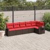 vidaXL 6-teiliges Gartensofa-Set mit Kissen, braun, Polyrattan