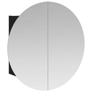 vidaXL Badezimmerschrank mit Rundem Spiegel & LED Schwarz 40x40x17,5cm
