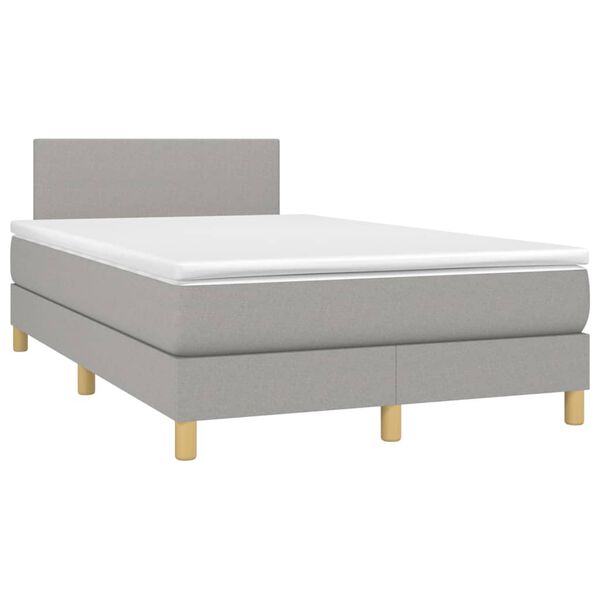 vidaXL Boxspringbett mit Matratze Hellgrau 120x200 cm Stoff