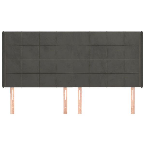 vidaXL Kopfteil mit Ohren Dunkelgrau 203x16x118/128 cm Samt