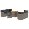 vidaXL Gartensofa-set mit Kissen 9 pcs Grau Poly-Rattan