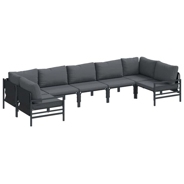 vidaXL Gartensofa-set mit Kissen 7 pcs Schwarz Stahl