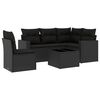 vidaXL 6-tlg. Garten-Sofagarnitur mit Kissen Schwarz Poly Rattan