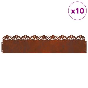 vidaXL Rasenkanten 10 pcs Rostig 103 x 0,05 x 22 cm Wetterfeststahl