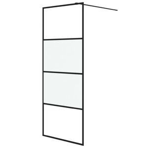 vidaXL Duschwand f&uuml;r Walk-In Dusche Schwarz 80x195 cm ESG Halbmattiert