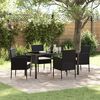 vidaXL Garten Essgruppe mit Kissen 5 pcs Schwarz Poly-Rattan