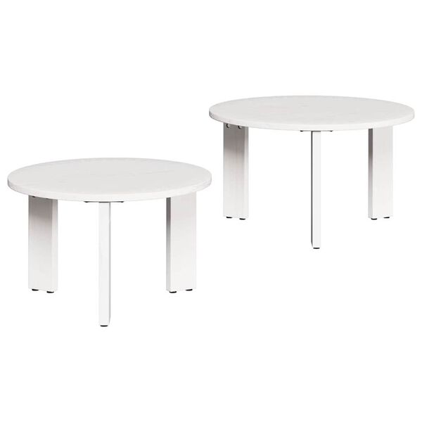vidaXL Couchtisch 2 pcs Wei&szlig; Massivholz Kiefer
