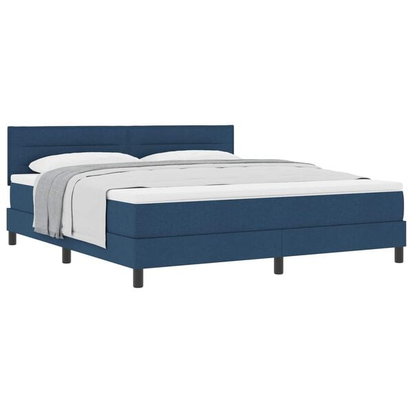 vidaXL Boxspringbett mit Matratze mit Kopfteil Blau 180 x 200 cm Stoff