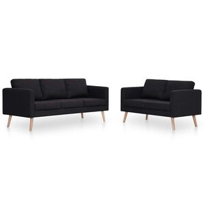 vidaXL 2-tlg. Sofagarnitur Stoff Schwarz