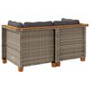 vidaXL Garten-Ecksofas mit Kissen 2 Stk. Grau Poly Rattan