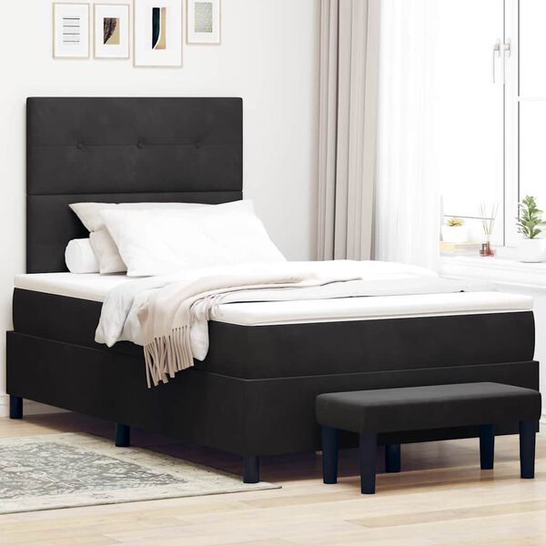 vidaXL Boxspringbett mit Matratze Schwarz 120 x 190 cm Samt