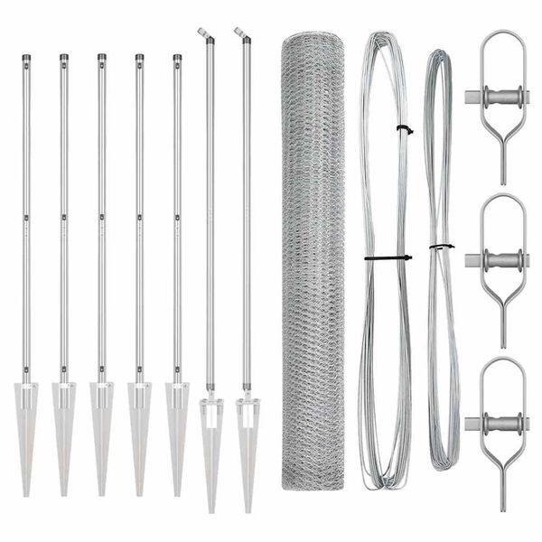 vidaXL Zaunpfosten Silber 10 x 1,4 m (13 mm Maschen) Stahl