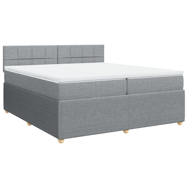 vidaXL Boxspringbett mit Matratze Hellgrau 200x200 cm Stoff