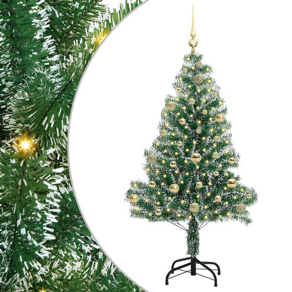 vidaXL K&uuml;nstlicher Weihnachtsbaum beschneit mit LED Licht 150 cm