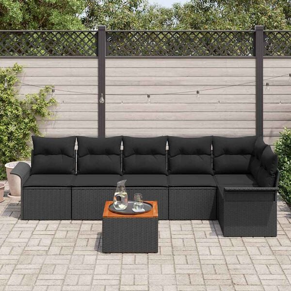 vidaXL Garten-Sofa-Set 7 pcs Schwarz Poly Rattan