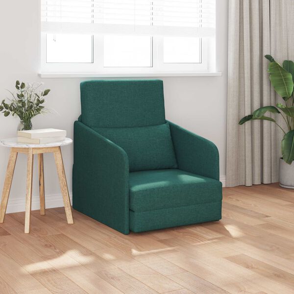 vidaXL Schlafsofa 60cm Dunkelgr&uuml;n Stoff