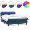 vidaXL Boxspringbett mit Matratze & LED Dunkelblau 140x220 cm Samt