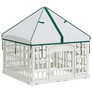 vidaXL 4-Panel-Hundeauslauf mit Dach 88 x 88 x 112 cm Kunststoff Wei&szlig;