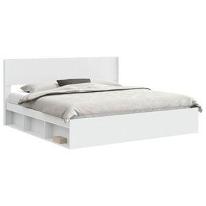 vidaXL Bettgestell mit Stauraum und Kopfteil Wei&szlig; 200 x 200 cm