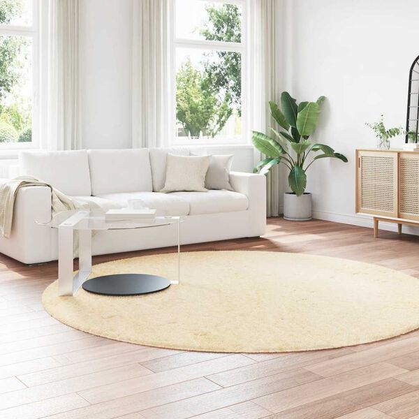 vidaXL Teppich Shaggy Hochflor NAVARRA Creme 240x240 cm Polyester