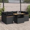 vidaXL 6-tlg. Garten-Sofagarnitur mit Kissen Schwarz Poly Rattan