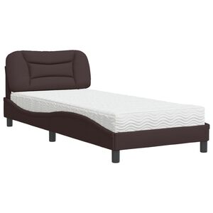 vidaXL Bett mit Matratze "Hvar" Dunkelbraun 90x190 cm Stoff