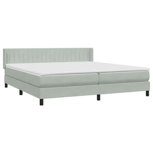 vidaXL Boxspringbett mit Matratze Hellgrau 180x210 cm Samt