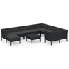 vidaXL 11-tlg. Garten-Lounge-Set mit Auflagen Poly Rattan Schwarz