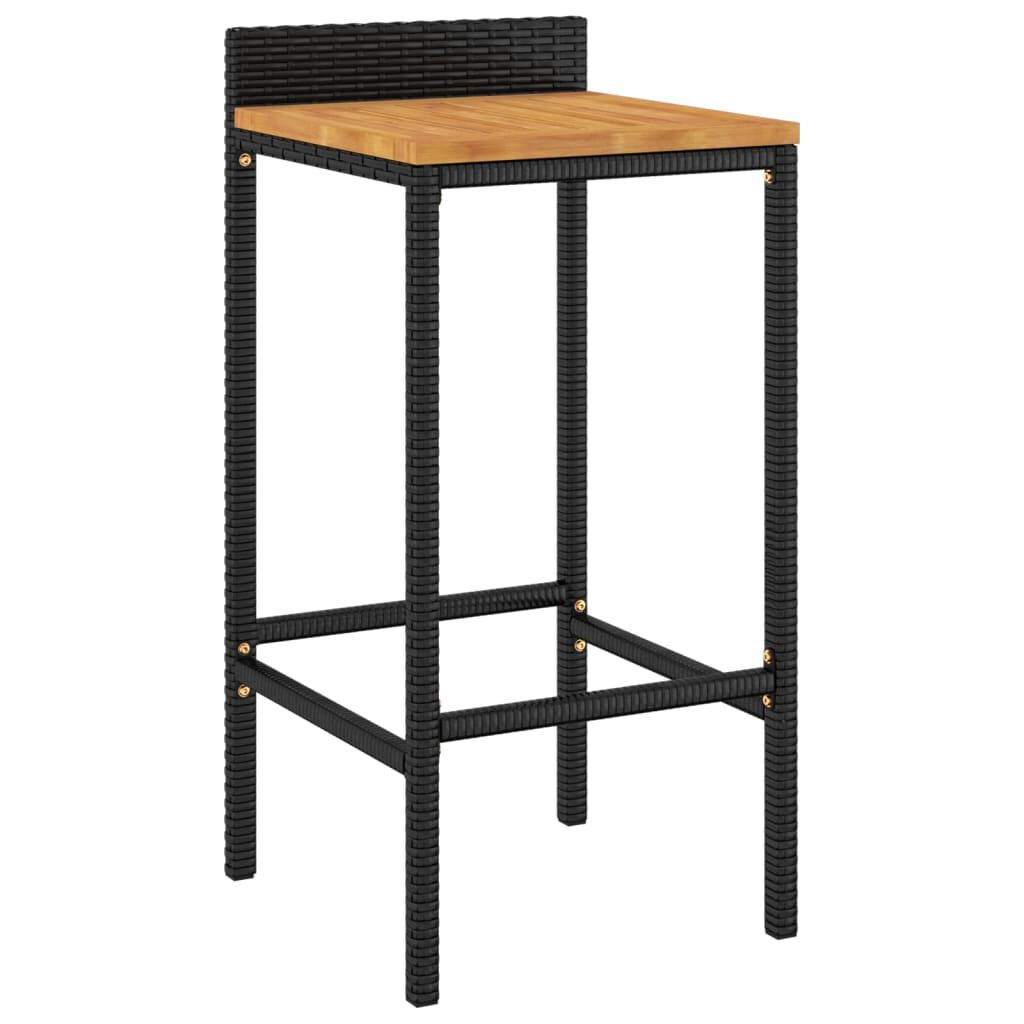 VidaXL Garten-Bar-Set 5-tlg. Aus Poly Rattan – Mit Glasplatte, Schwarz, Inkl. Kissen