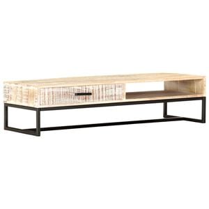 vidaXL Couchtisch Wei&szlig; 117 &times; 50 &times; 30 cm Massivholz Akazie