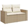 vidaXL 14-tlg. Garten-Sofagarnitur mit Kissen Beige Poly Rattan