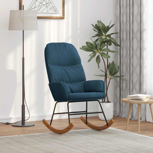 vidaXL Schaukelstuhl Blau Samt