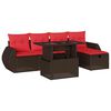 vidaXL 6-teiliges Gartensofa-Set mit Kissen, braun, Polyrattan