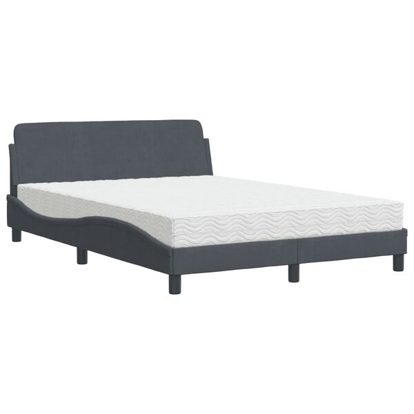 vidaXL Bett mit Matratze "Dover" Dunkelgrau 140x190 cm Samt