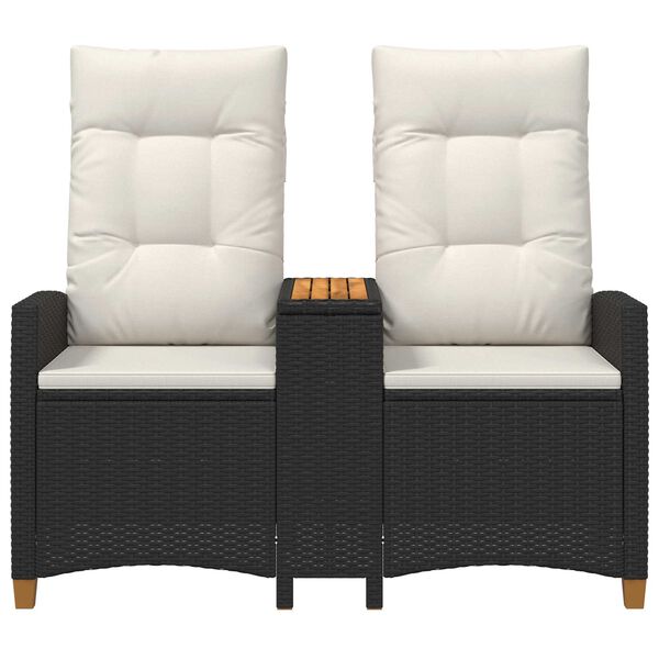 vidaXL Liegebank mit Tisch Schwarz und Cremewei&szlig; 126 x 65 x 112 cm