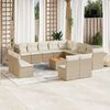 vidaXL 14-tlg. Garten-Sofagarnitur mit Kissen Beige Poly Rattan