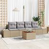 vidaXL Garten-Sofa-Set mit Kissen 5 pcs Beige Poly Rattan