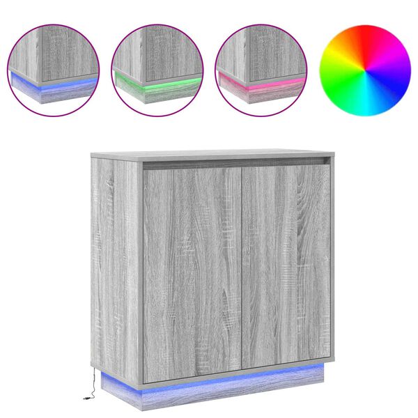 vidaXL LED-Sideboard Graues Sonoma 71 x 34,5 x 75 cm Holzwerkstoff
