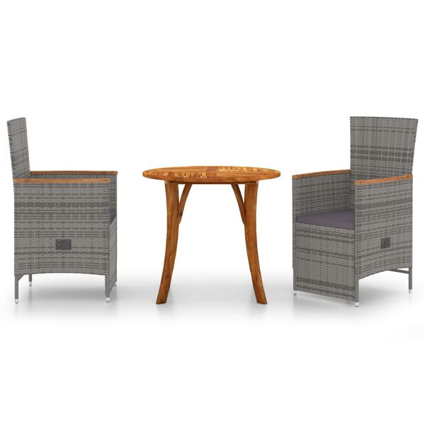 vidaXL 3-tlg. Garten-Essgruppe Grau