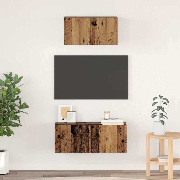 vidaXL TV-Schrankset Wandmontiert 2 pcs Altholz Holzwerkstoff