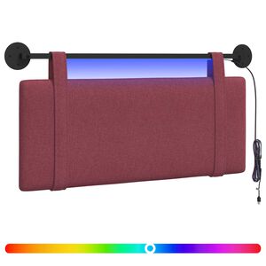 vidaXL H&auml;ngendes Kopfteil Mit LED Licht Weinrot Stoff